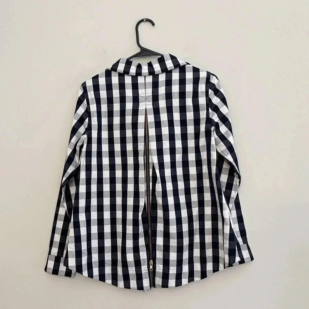 Crown & Ivy plaid jacket petite small preppy classic light academia gingham - Picture 2 of 5
